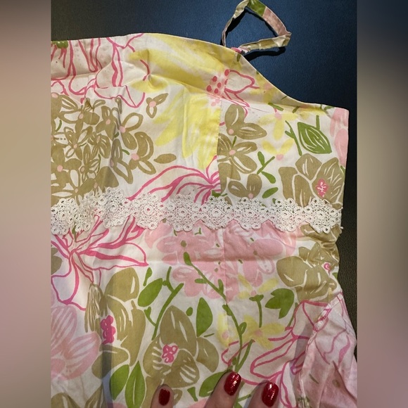 LILLY PULITZER Girls Size 16 Pink Green Floral Sundress - Picture 9 of 11